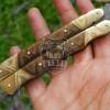 BMK-540 Damascus Balisong Butterfly Knife Hunting Blade Beautiful Engraved Handle Original Traditional Filipino Butterfly Batanga Knife USA Made - Image 3