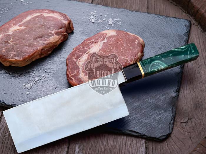 Bmk-710-VG Resin Buffalo Mirror Shine Blade Cleaver Knife 13 Inches Long 8 Inches Blade Super Steel VG Chef Cleaver Blade Knife Hand Made World Class Black Mamba Knives