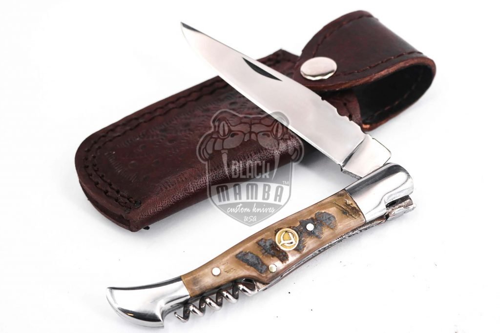 Bmk-623 French Wine Hand Forged Steel Laguiole Steak Knife Handmade Pocket Knives French knife steak knife USA Made Ram Horn Handle - Image 2
