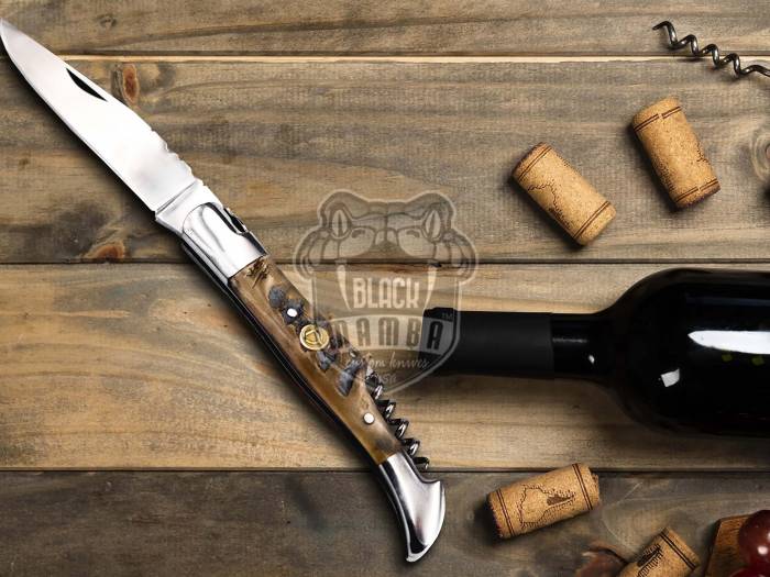 Bmk-623 French Wine Hand Forged Steel Laguiole Steak Knife Handmade Pocket Knives French knife steak knife USA Made Ram Horn Handle