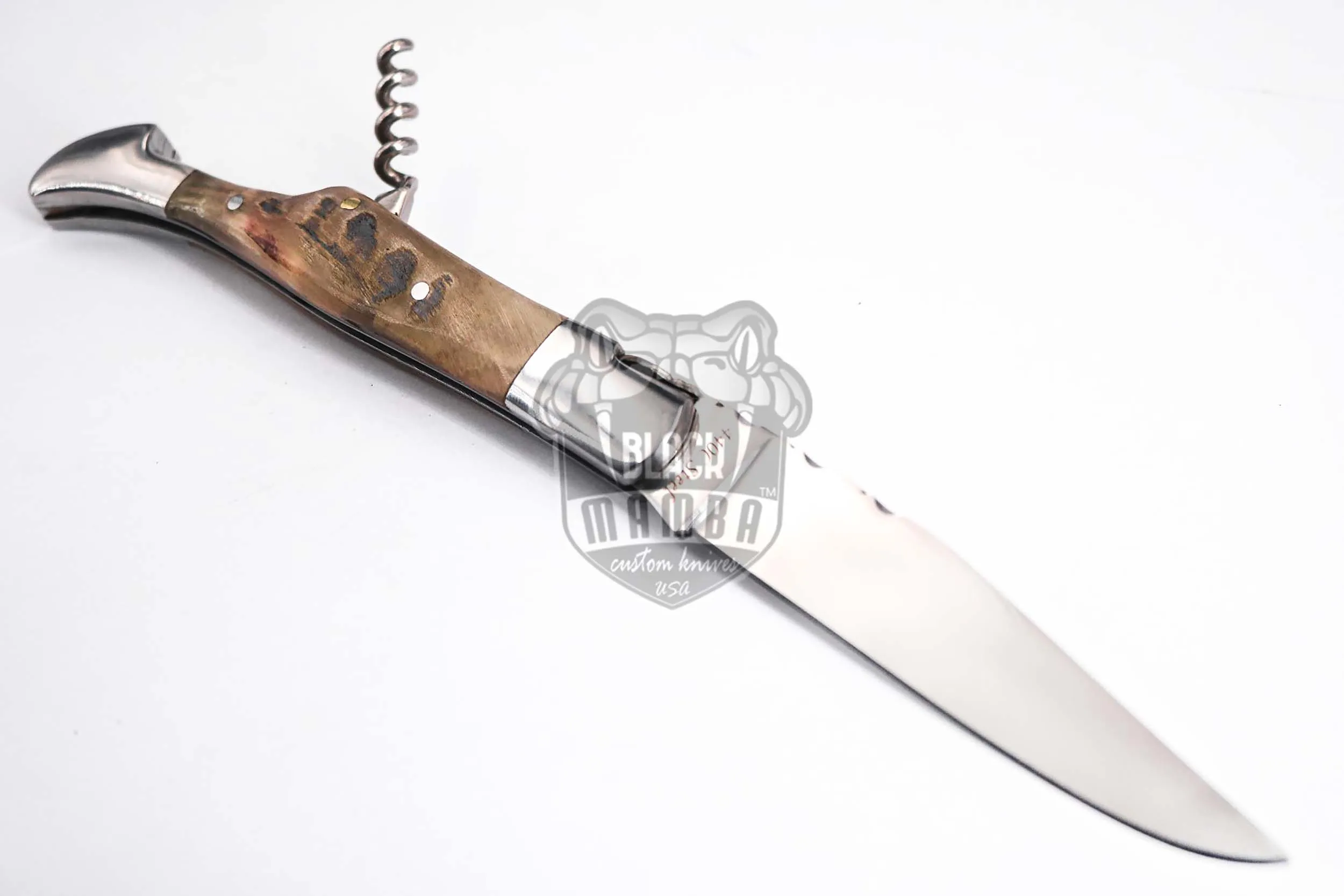 French Wine Hand Forged Steel Laguiole Steak Knife Handmade Pocket Knives French Knife Steak Knife USA Made Ram Horn Handle | BMK-623 - view 6