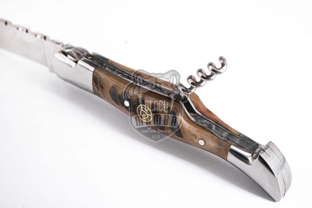 Bmk-623 French Wine Hand Forged Steel Laguiole Steak Knife Handmade Pocket Knives French knife steak knife USA Made Ram Horn Handle - Image 8