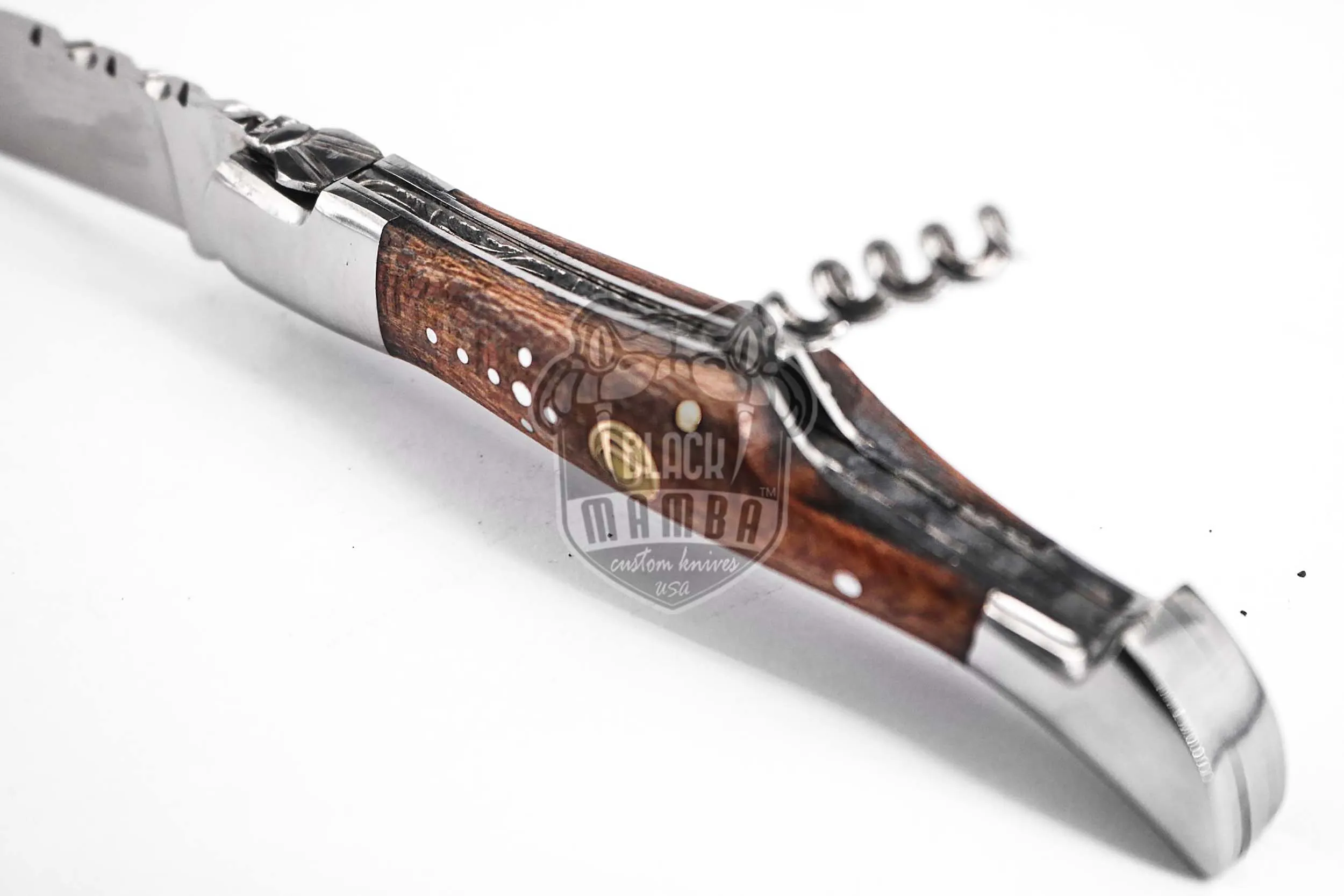 Laguiole Steak Knife, 10″ Overall, Ram Horn Handle | BMK-620 - view 9