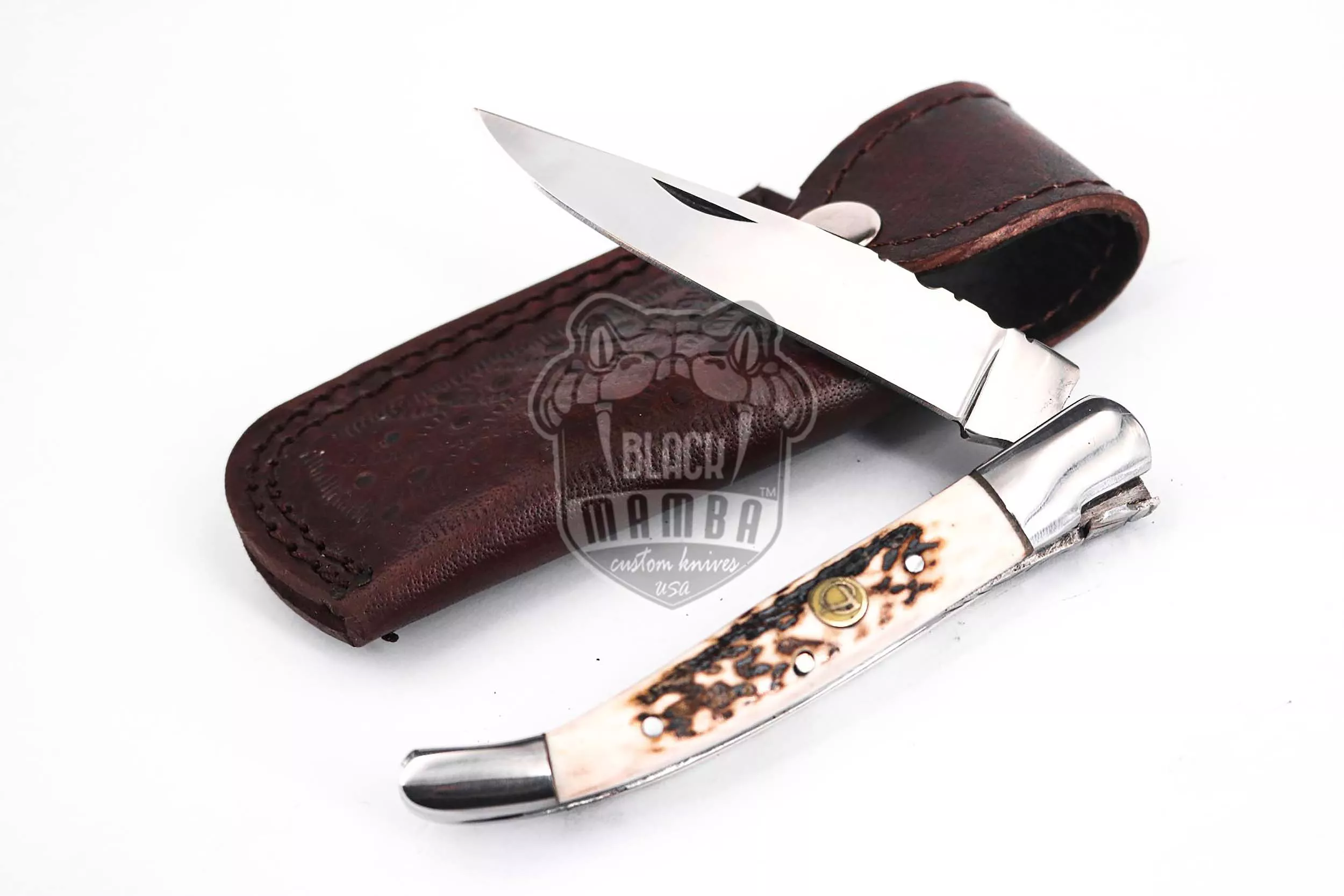 Stag Horn - Laguiole Steak Knife, 10″ Overall, Ram Horn Handle - view 2