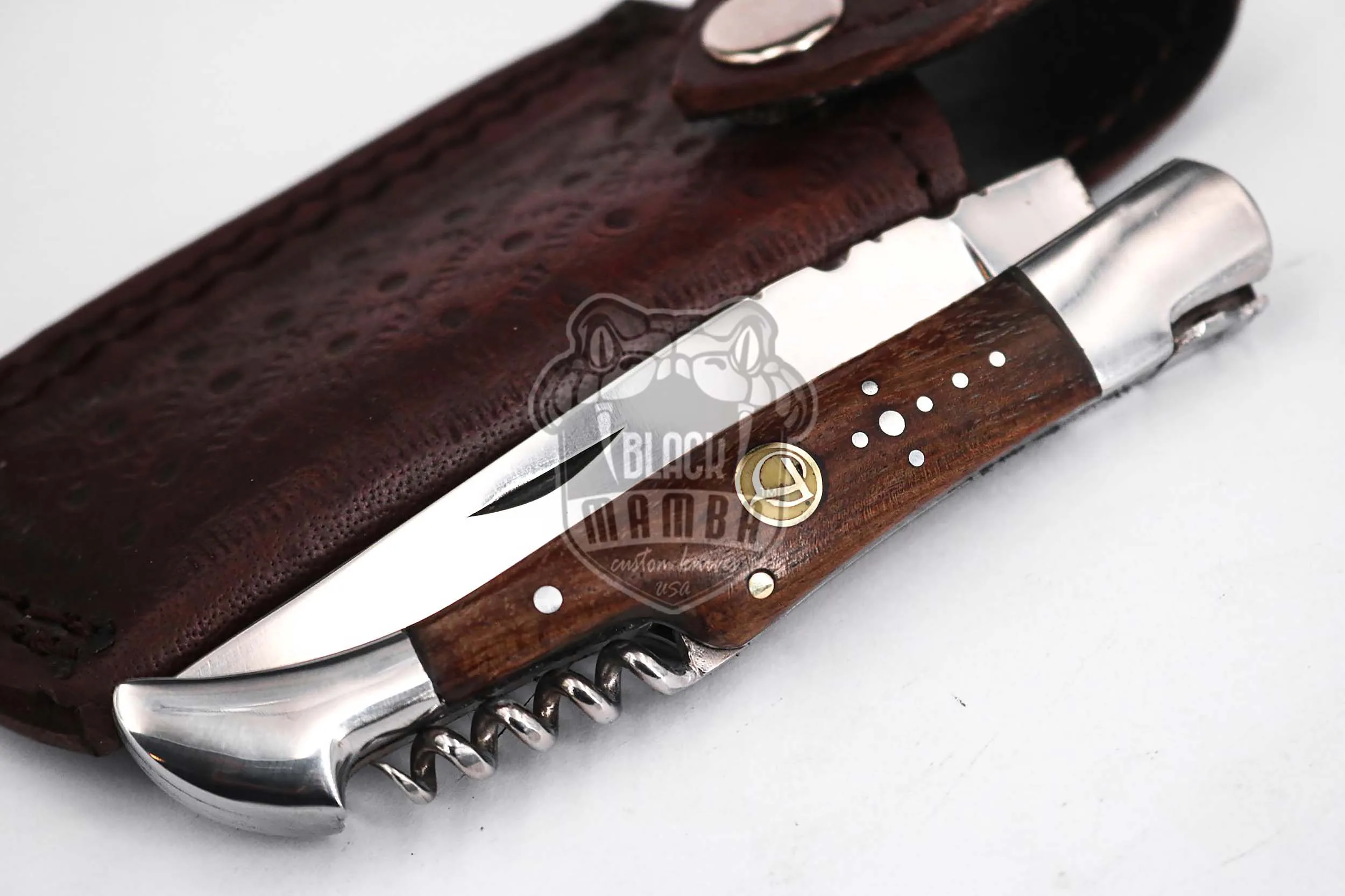 Laguiole Steak Knife, 10″ Overall, Ram Horn Handle | BMK-618 - view 10