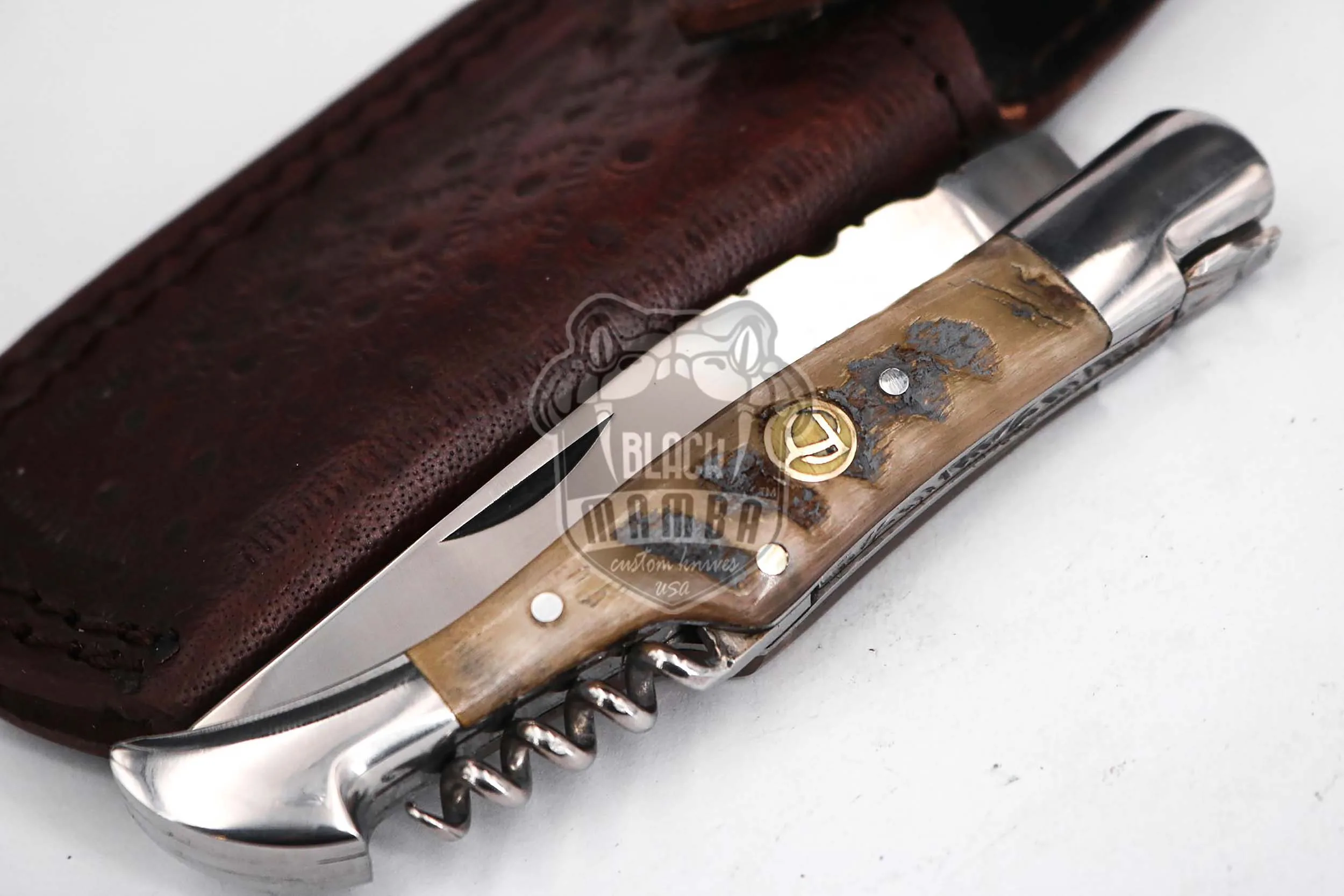 French Wine - Laguiole Steak Knife, 10″ Overall, Ram Horn Handle - view 10