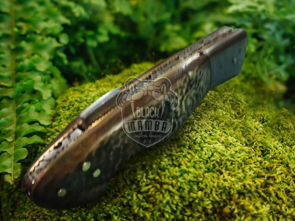BMK-634 tortoise shell Handle Beautiful Custom Made Damascus Pocket Folding Knife USA Made Gift For Him Black Mamba Knives - Image 4