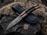 Balisong Butterfly Knife Damascus Steel Knife Copper Engraved with Buffalo Horn Premium Balisong Knife Hunting Camping Handmade Gift USA Made | BMK-2008