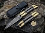 Damascus Steel Beautiful Filipino Balisong Butterfly Knife Brass Engraved with Damascus Handle Gift USA Made | BMK-2020