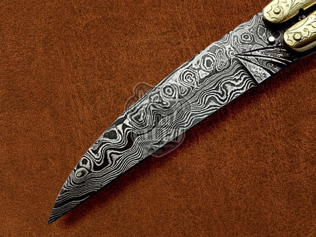 BMK-601 Original Traditional Filipino Butterfly Balisong Knife Brass Engraved With Damascus Handle Top Rated Knife Gift For Him USA Made - Image 5