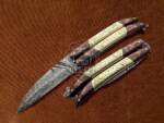 BMK-596 Custom Handmade Damascus Balisong Butterfly Knife Brass Engraved With Copper Handle Top Quality Knife USA Made Gift For Him