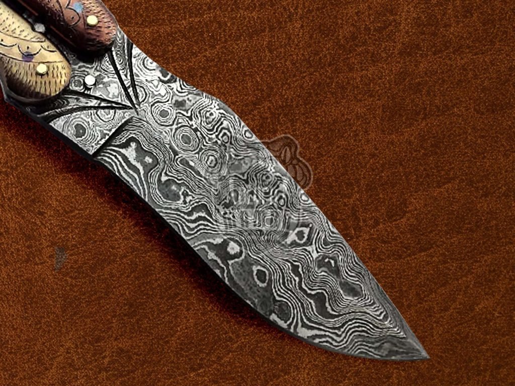 BMK-585 Balisong Blade Damascus Steel Butterfly knife Amazing Buffalo Horn Handle Hunting Camping knife Gift For Him Best Gift For Boyfriend USA Made - Image 2