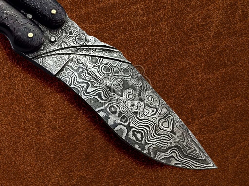 BMK-577 Filipino Balisong Butterfly Damascus Steel Hand Engraved With Wood Handle Damascus Blade Gift For Him USA Made - Image 3
