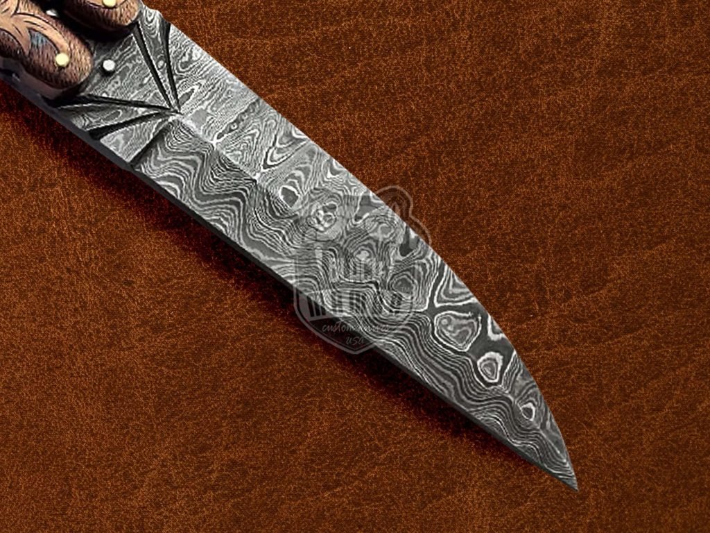 BMK-593 Balisong Butterfly Knife Damascus Steel Knife Copper Engraved With Buffalo Horn Premium Balisong Knife Hunting Camping Handmade Gift USA Made - Image 3