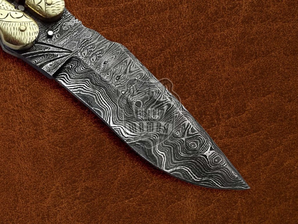 BMK-586 Brass Engraved With Damascus Handle Butterfly Balisong Filipino Knife Best Quality Black Mamba knife Gift For Him USA Made - Image 3