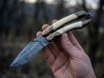 Damascus Engraved Balisong Butterfly Flipping Knife Copper with Camel Bone Handle Hunting Knife Best Knife for Collection USA Made Gift | BMK-2016