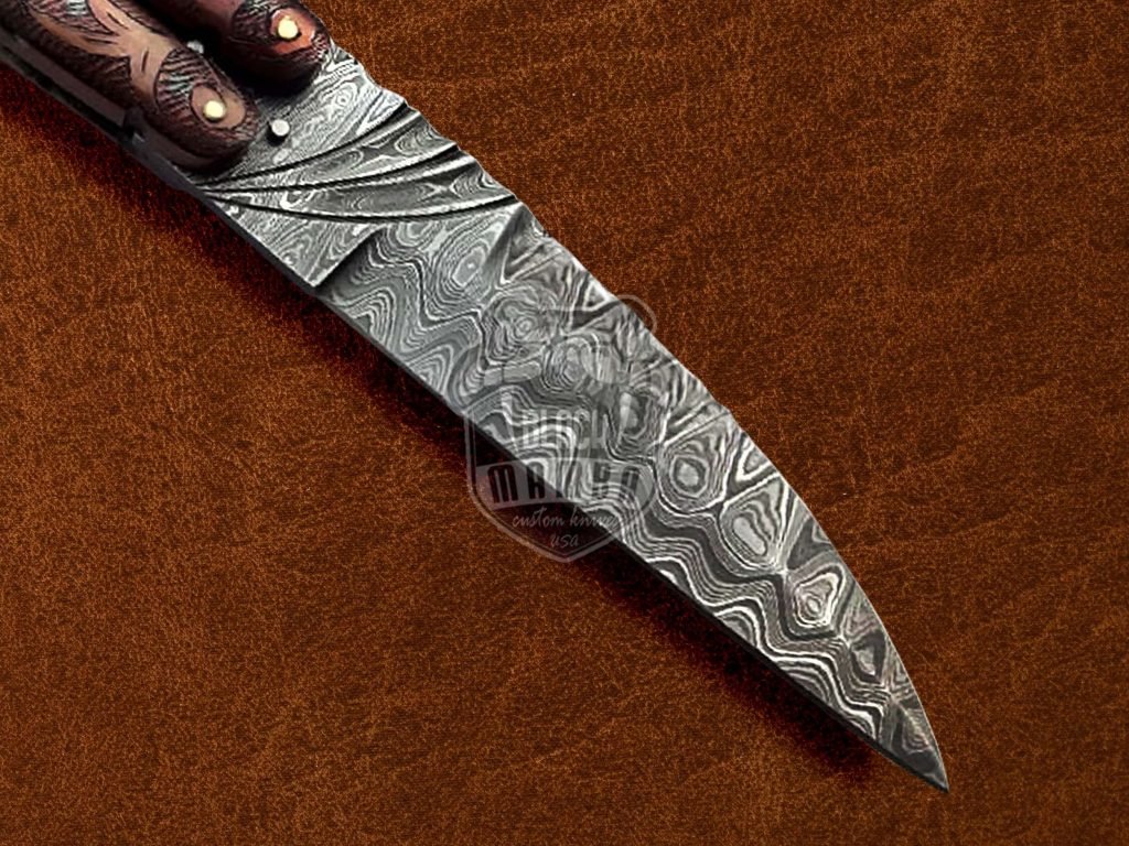 BMK-599 Filipino Balisongs butterfly Razor Sharp Knife With Brass & Copper Hand Engraved Damascus Steel Blade Gift For Him USA Made - Image 3