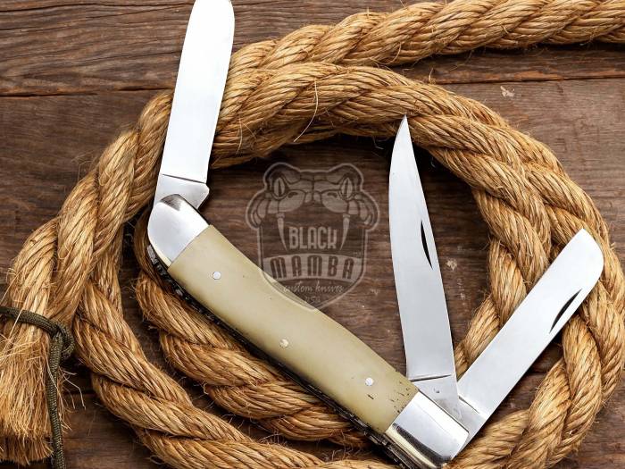 BMK- 004 Tri Fold Pocket Knife | super Steel 3 Blades Camel Bone knife Black Mamba Knife Hunting knife Steak knife Multi purpose