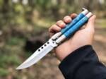 D2 Steel Balisong Butterfly Knife with Camel Bone Handle Handmade Original Traditional Filipino Butterfly Batanga Knife Black Mamba Knives USA | DB-30