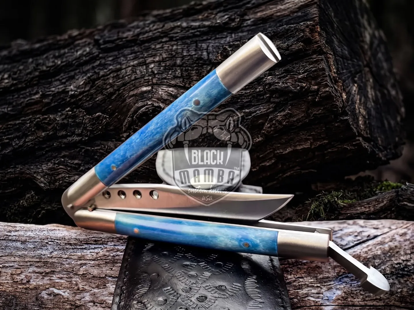 D2 Steel Balisong Butterfly Knife with Camel Bone Handle Handmade Original Traditional Filipino Butterfly Batanga Knife Black Mamba Knives USA | DB-30 - view 3