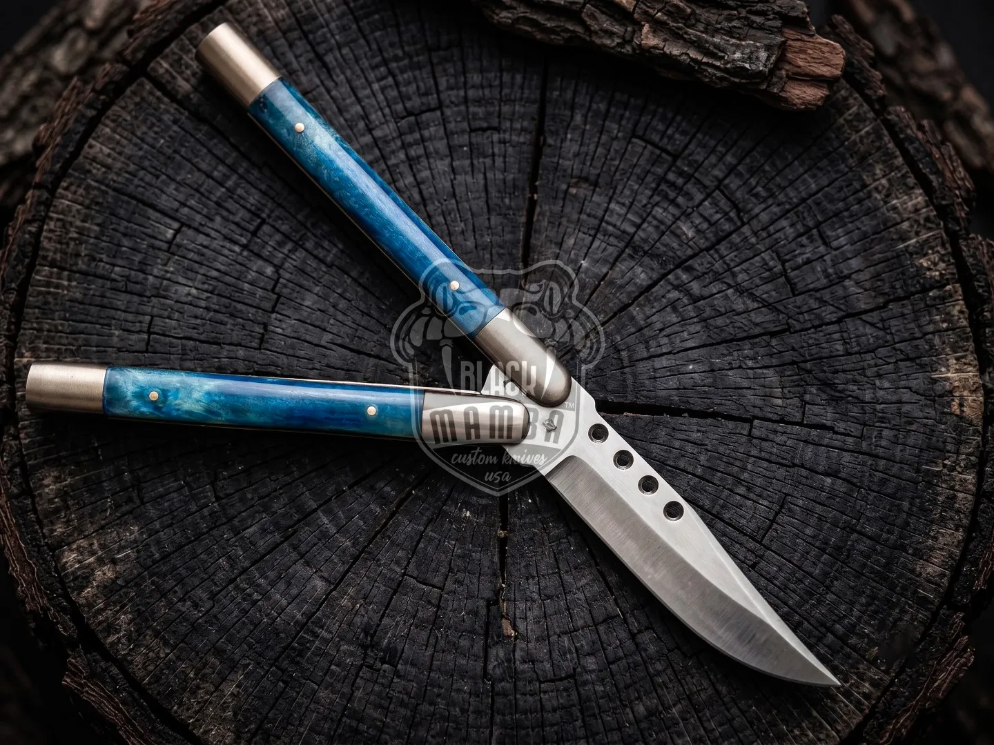 D2 Steel Balisong Butterfly Knife with Camel Bone Handle Handmade Original Traditional Filipino Butterfly Batanga Knife Black Mamba Knives USA | DB-30 - view 4