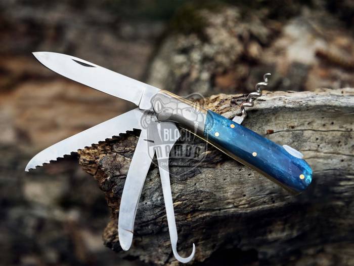 BMK- 007 Penta Fold Pocket Knife | super Steel 5 Blades Color Camel Bone knife Black Mamba Knife Hunting knife Steak knife Multi purpose USA Made Gift For Him