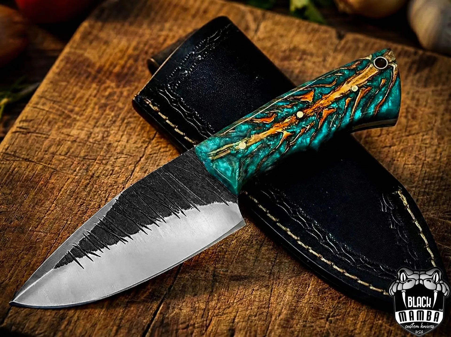 Pine Cone Skinner - Damascus Skinning Knife, 8″ Overall