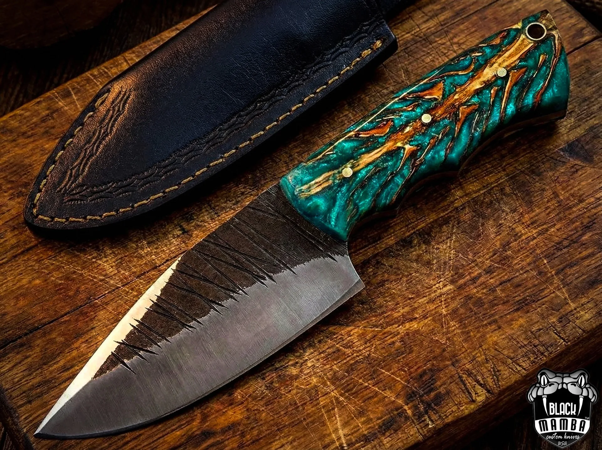 Pine Cone Skinner - Damascus Skinning Knife, 8″ Overall - view 3
