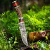 Bmk-230 Native American Custom Hunting Skinner Knife Twist Damascus Stag Antler Brass Guard Camping Knife Gift For Him USA Made - Image 4