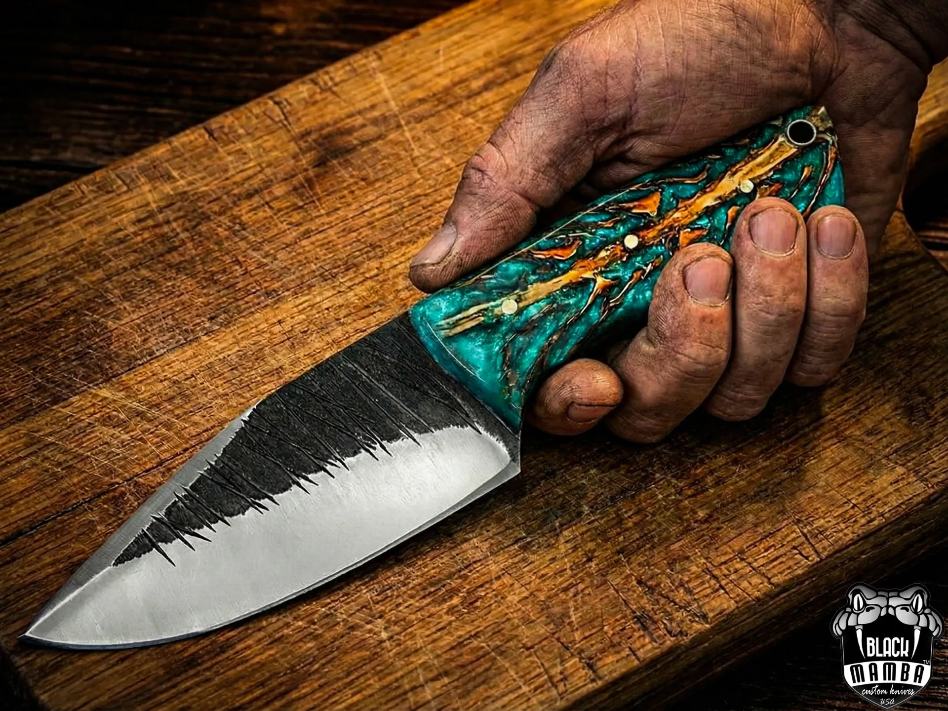 Pine Cone Skinner - Damascus Skinning Knife, 8″ Overall - view 4