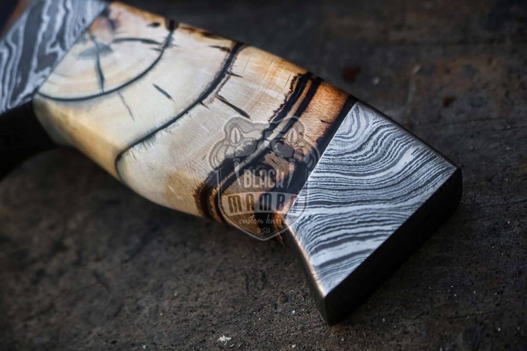 Bmk-130 Handmade Damascus Steel Bowie Knife Hunting Knife 17 inches Blade Made in USA Fifteen Thousand Year Old Fossil Handle Gift For Him - Image 6