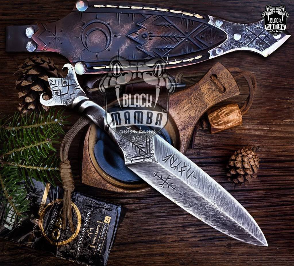 BMK- 320 Railroad Spike Hand Forged Knife, Engraved knife, Hunting Dagger, Rail Road Spike Knife, Viking Dagger, Anniversary Gifts, Gift For Men, USA