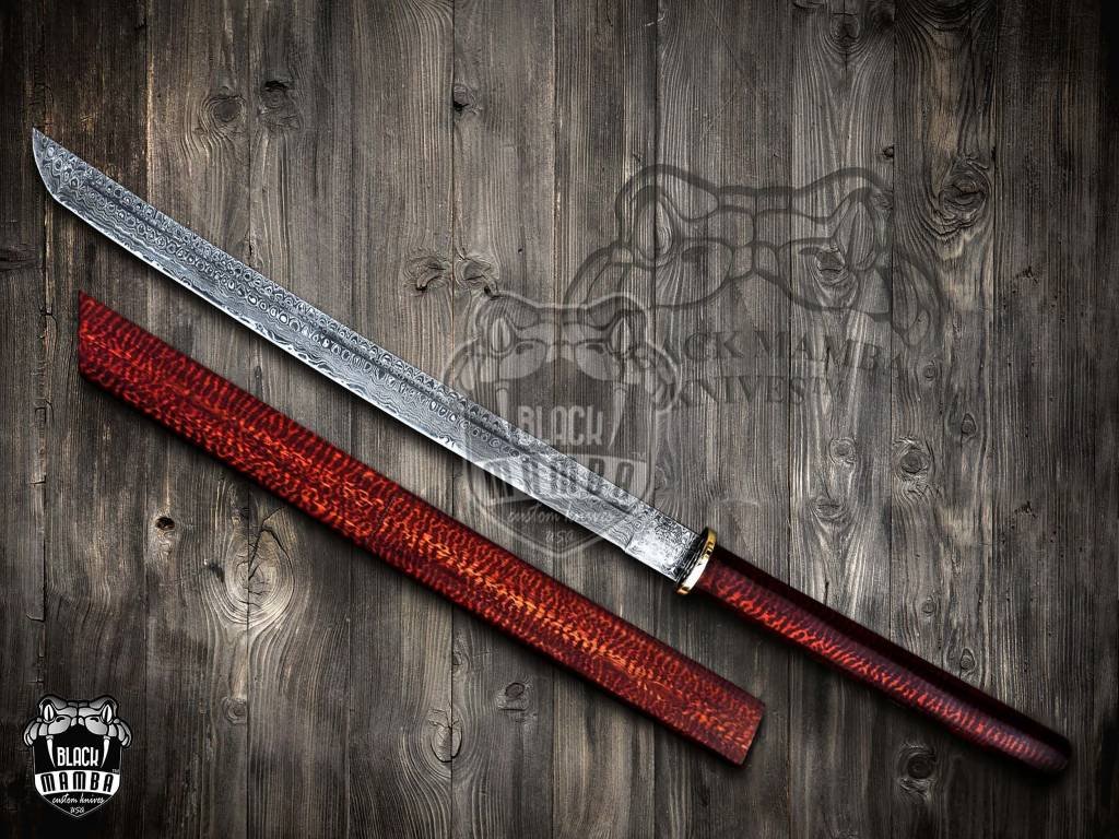 BMK-561: Handmade 32" Japanese Damascus Katana Samurai Ninja Sword – A Premium USA-Made Gift for Men With Wooden Sheath - Image 3