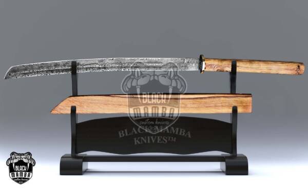 Bmk-560 Handmade 32"  Damascus Katana Japanese Sword Damascus Samurai Ninja Sword – The Ultimate Gift for Men –  With a Wooden Sheath USA Made - Image 2