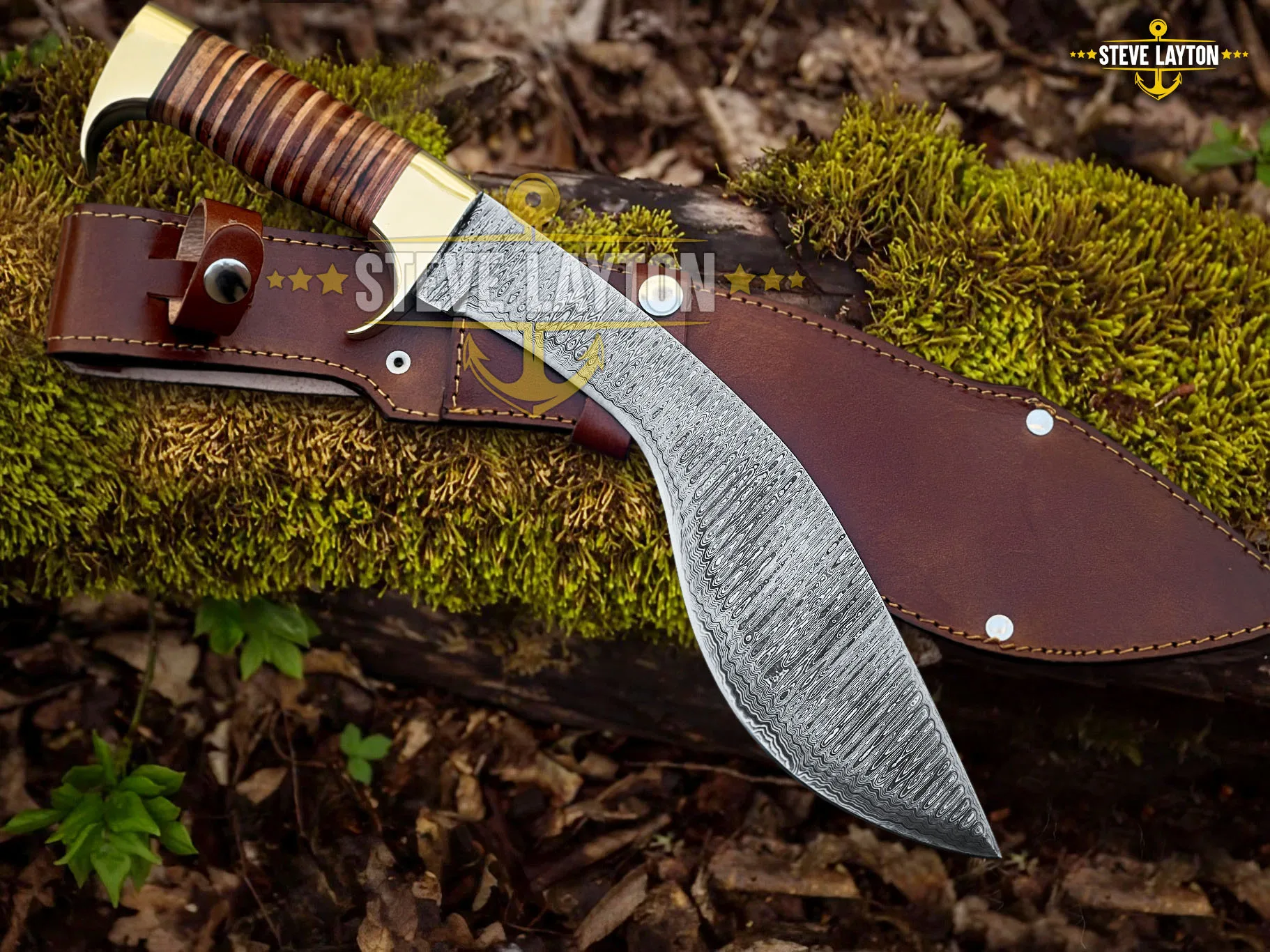 Leatherneck Usmc - Damascus Hunting Knife, 16″ Overall - view 2