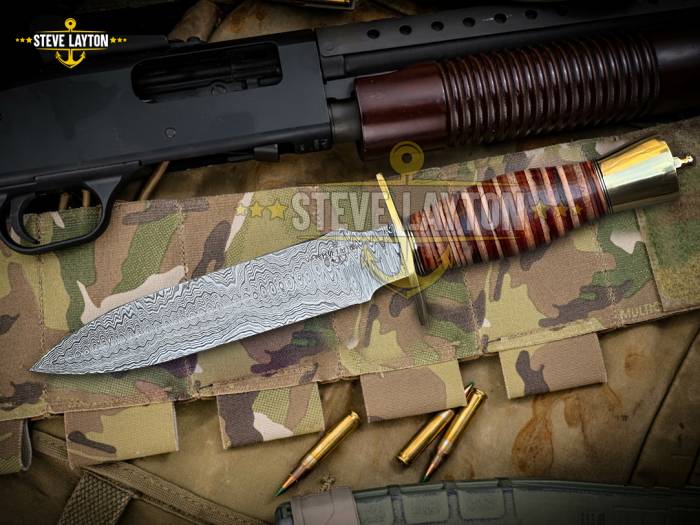 Trooper's Valor Custom Made Damascus Military Dagger Knife Leather Handle Limited Edition SL-021