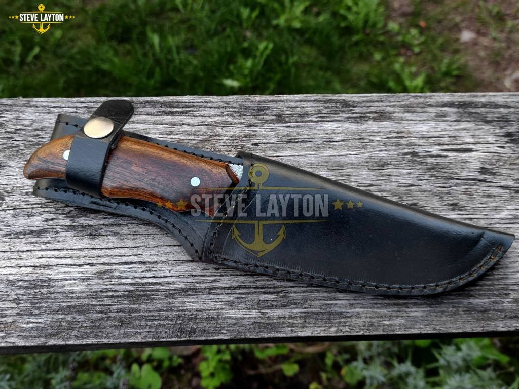 Jarhead Custom Made Damascus Military Combat Hunting Knife Walnut Wood Handle Limited Edition SL-023 - Image 5