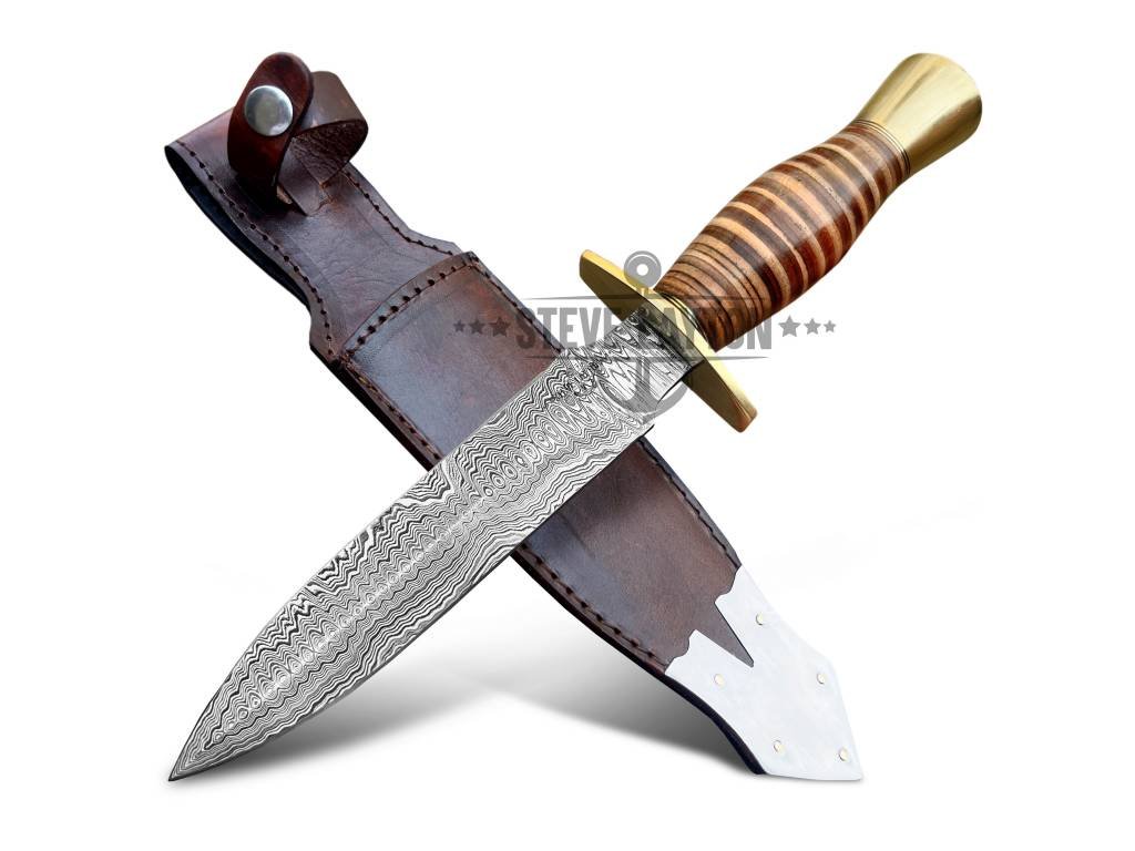 Trooper's Valor Custom Made Damascus Military Dagger Knife Leather Handle Limited Edition SL-021 - Image 4