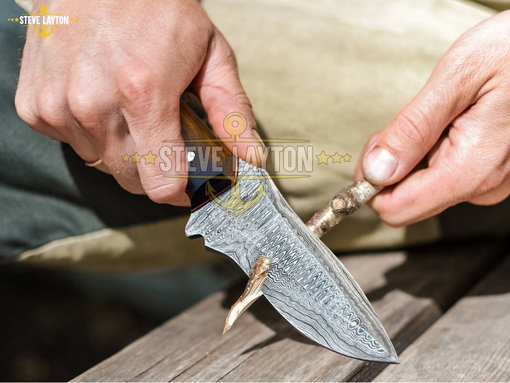 Jarhead Custom Made Damascus Military Combat Hunting Knife Walnut Wood Handle Limited Edition SL-023 - Image 4
