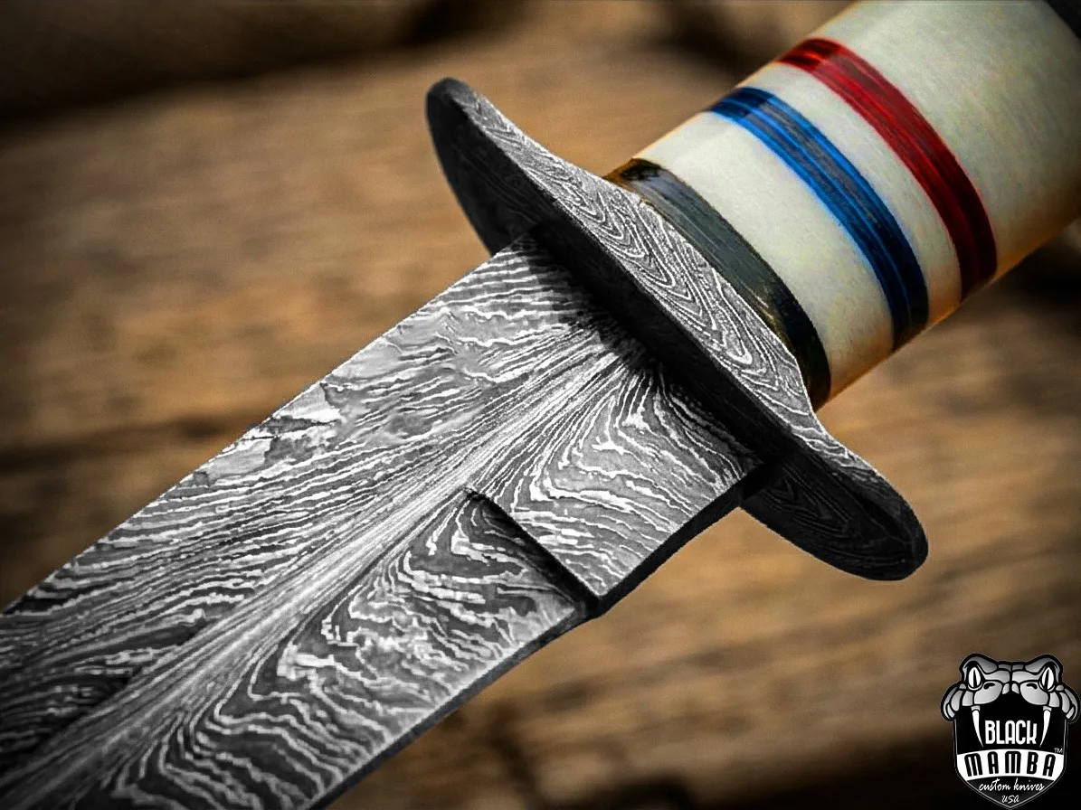 Desert Storm USMC Damascus KA-Bar Knife Fiber Stacks Handle Limited Edition | SL-026 - view 6