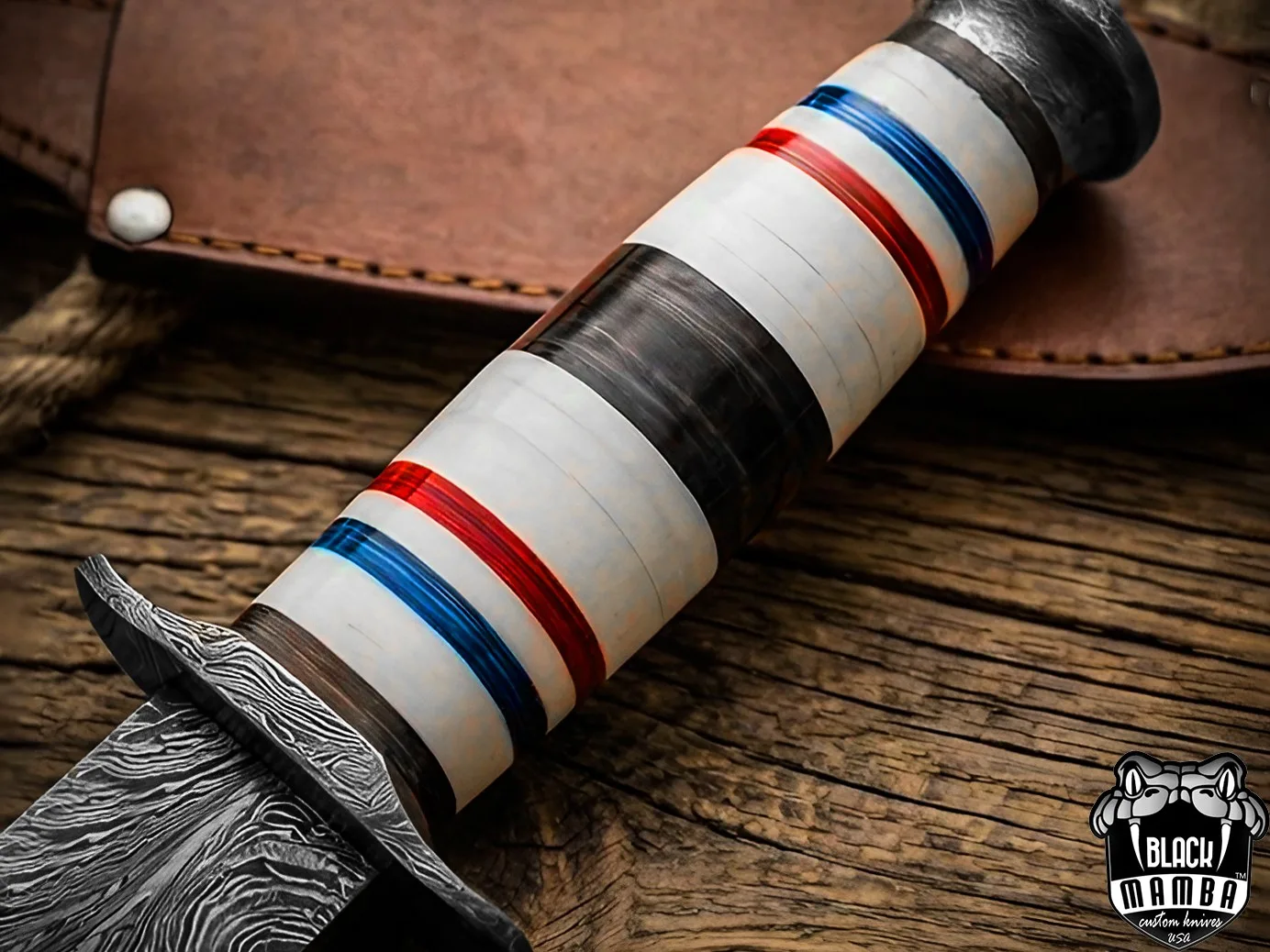 Desert Storm USMC Damascus KA-Bar Knife Fiber Stacks Handle Limited Edition | SL-026 - view 7