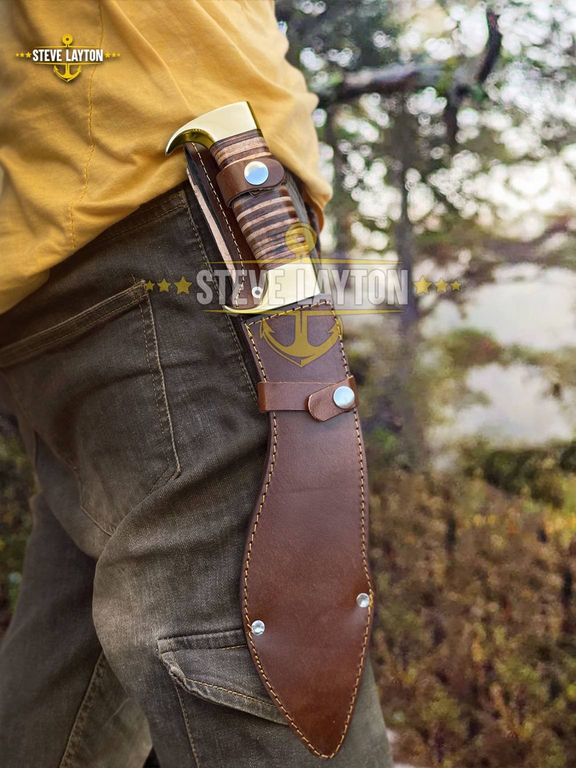 Leatherneck USMC Military Damascus Kukri Knife Leather Stacks Handle Limited Edition SL-025 - Image 6