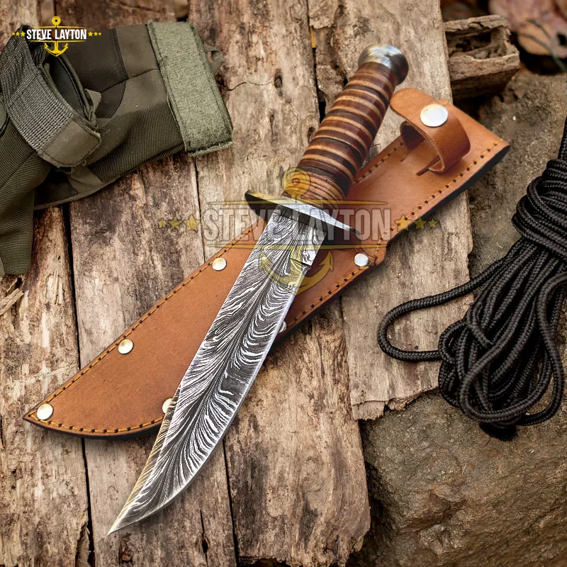 Usmc Ka-bar - Damascus Hunting Knife, 12″ Overall - view 4
