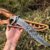 Bmk-131 Damascus Hunting Knife, Bowie Knife, Fixed Blade Knife With Leather Sheath, Stag Horn Handle, Damascus Steel Knife, Father's Day Gift, Gift For Him