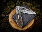 Bmk-563 Cottonmouth  Custom Made Damascus Steel Folding Pocket Knife, Handle Made With tortoise shell, 7" inches Long,
