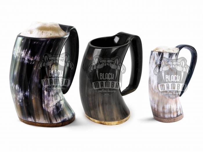 Viking Drinking Mug, High Quality Made Horn Mug, 100% Natural Beer/Coffee Mug, Buffalo Horn Made Beer Mug in 3 Sizes, Black mamba Knives, Gift For Him/Her