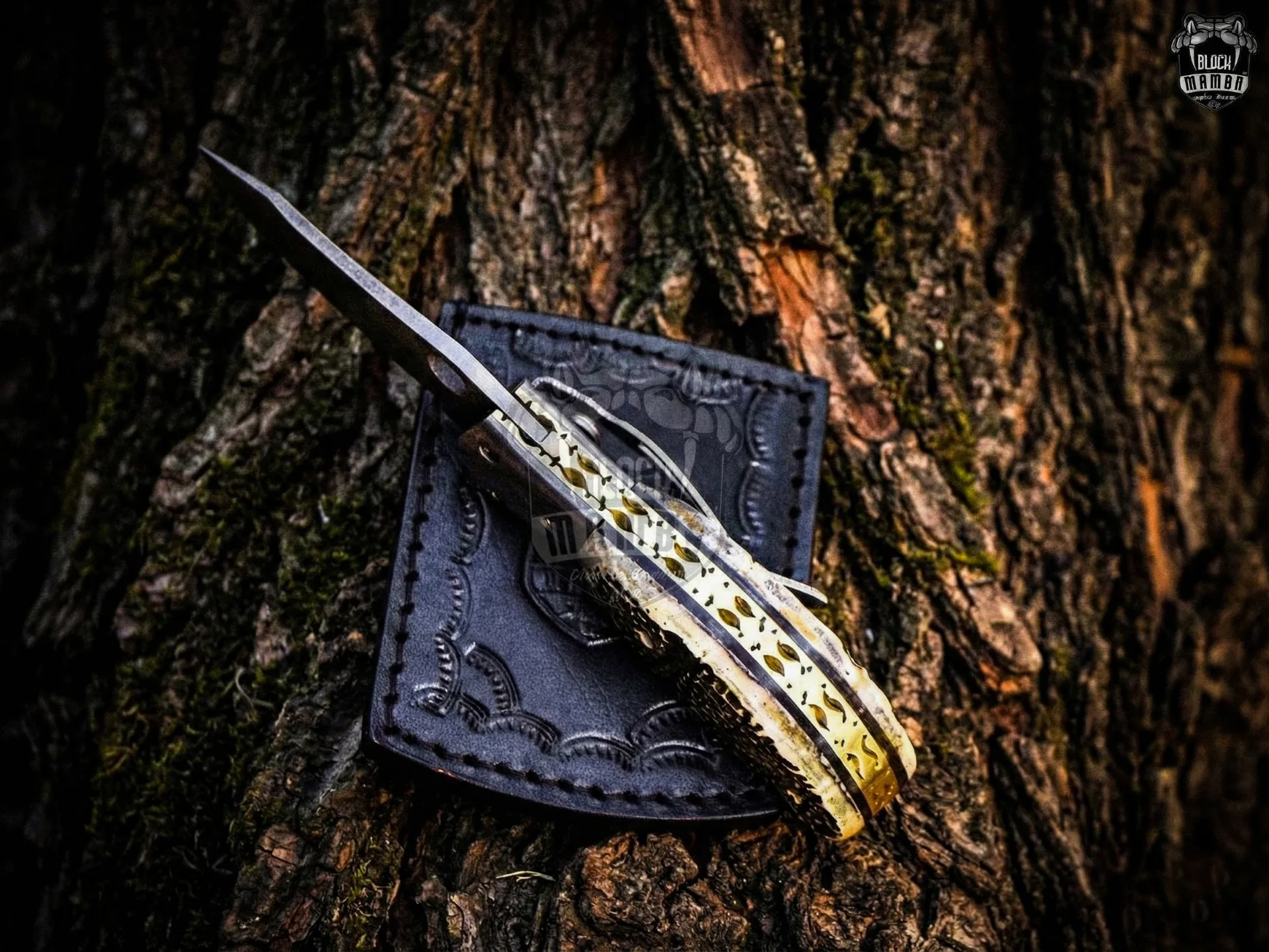 Cottonmouth - Damascus Folding Pocket Knife, 7″ Overall - view 2