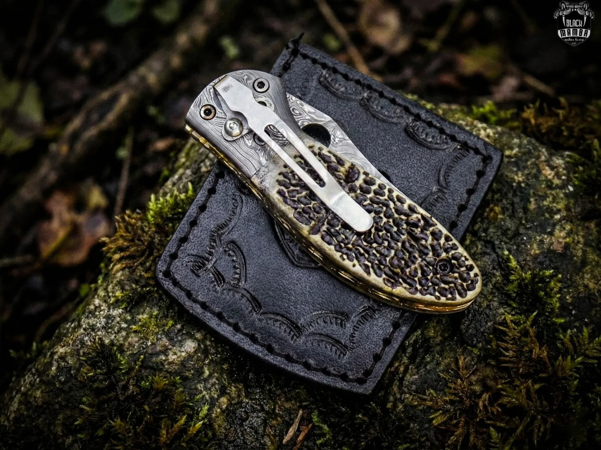 Cottonmouth - Damascus Folding Pocket Knife, 7″ Overall - view 5