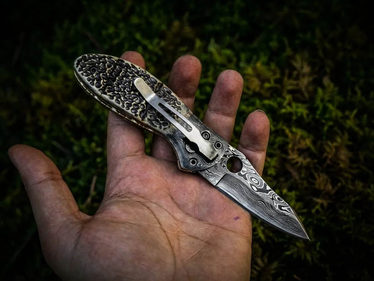 Cottonmouth - Damascus Folding Pocket Knife, 7″ Overall - view 6