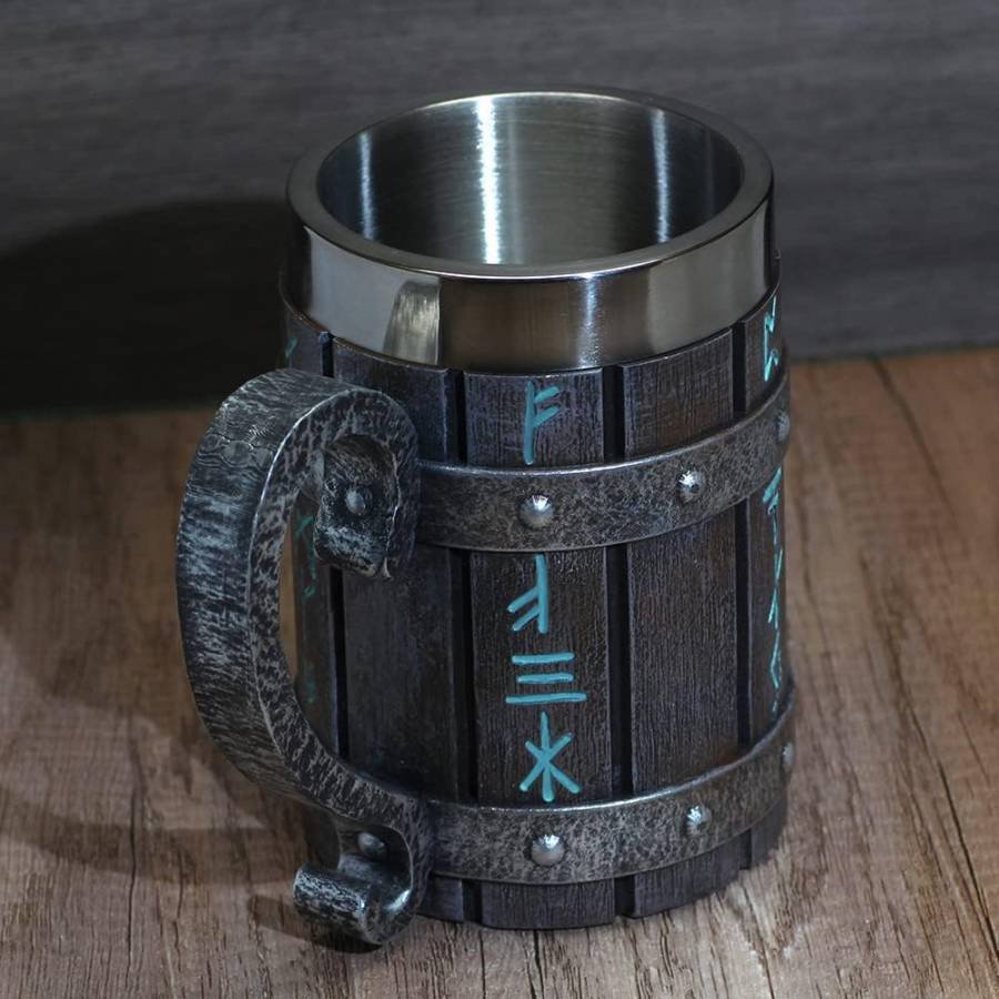 Handcrafted Nordic Viking Rune Beer Mug - Unique Gift for Viking Enthusiasts Wine' Gift Ancient Beer Mug 550ml Christmas Gift - Image 2